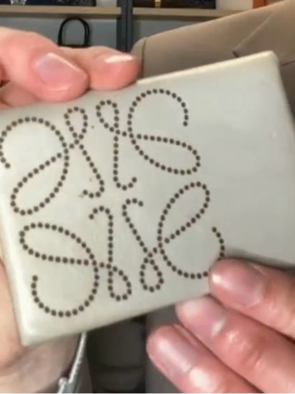 Loewe Pale cream colorPerforated Anagram Wallet